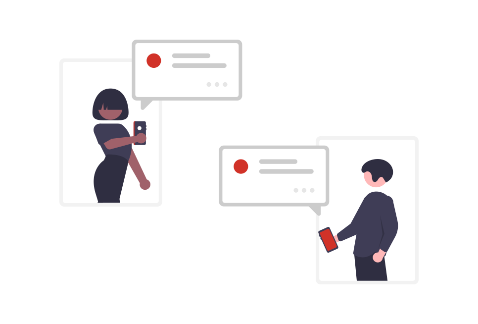 Two character communicating via text